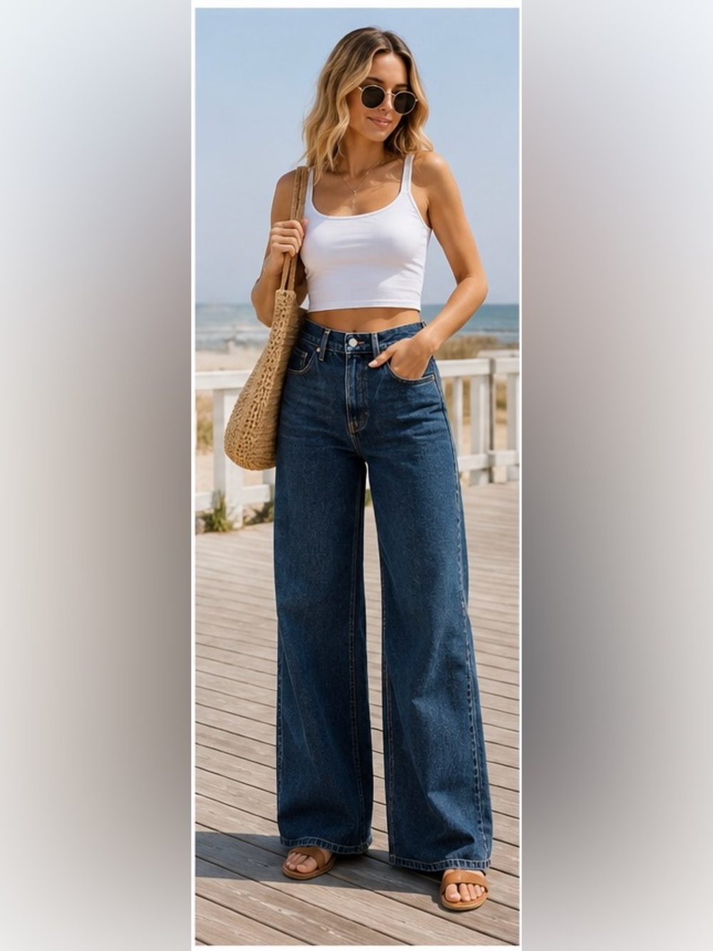 Aritzia Denim Forum Farrah Hi-Rise Wide Leg Jeans 28 Dark Wash 100% Cotton